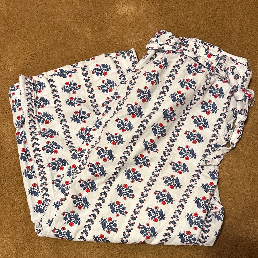 LOFT White Floral Wide Leg Pants